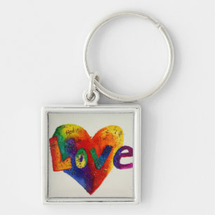 Porte-clés Love Rainbow Heart Art Word Peinture Porte - clé