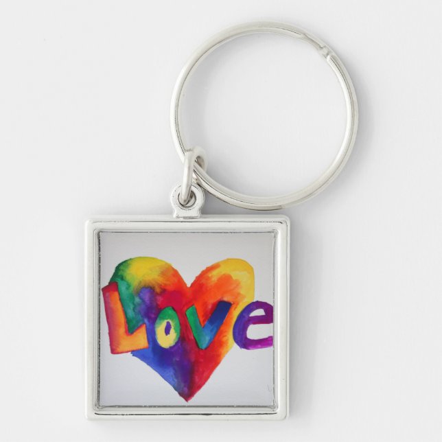 Porte-clés Love Rainbow Heart Art Word Peinture Porte - clé (Devant)