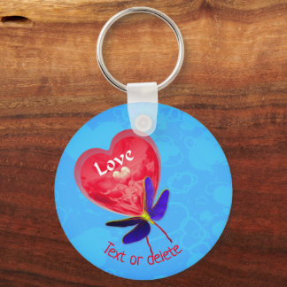 Porte-clés Love Red Heart Dragonfly Personnalisée