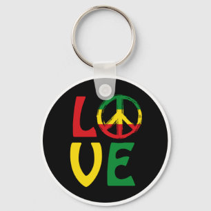 Porte-clés LOVE Reggae avec symbole de paix