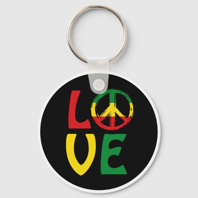 Porte-clés LOVE Reggae avec symbole de paix (Recto)