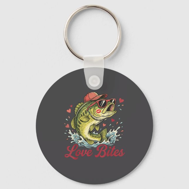 Porte-clés Love Retro Bites Fishing Fisherman Valentines Day  (Recto)