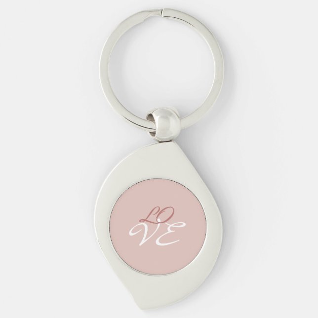 Porte-clés Love Rose Gold Color Calligraphy Script (Devant)