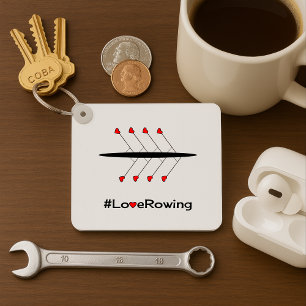 Porte-clés Love Rowing slogan et bateau personnalisé