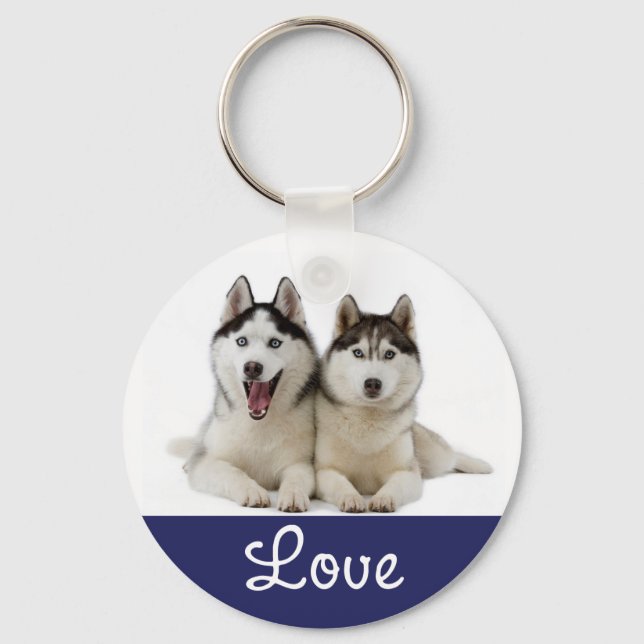 Porte-clés Love Siberian Husky Puppy Dog Portrait Keychain (Recto)