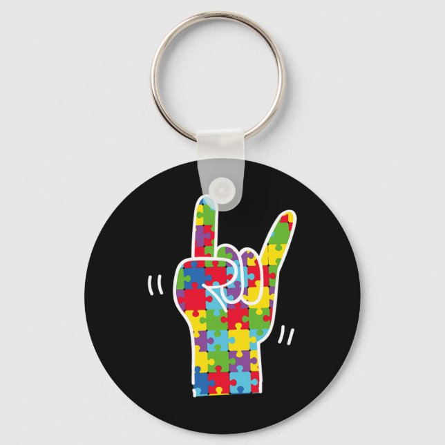 Porte-clés Love Sign Language Sensibilisation sur l'autisme M (Recto)
