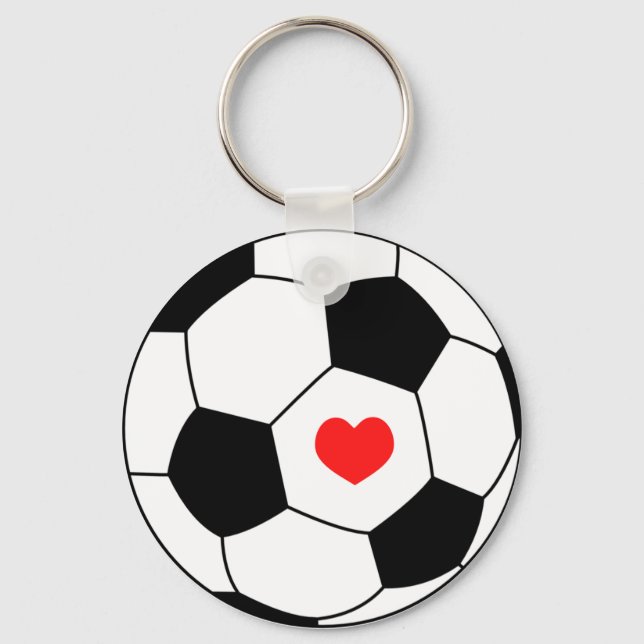Porte-clés Love soccer - Boule de sport avec coeur (Recto)