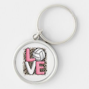 Porte-clés Love Volleyball Empreinte de léopard Filles Volley