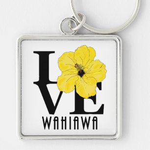 Porte-clés LOVE Wahiawa Hawaii Hibiscus jaune