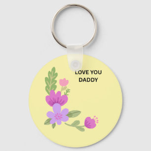 Porte-clés Love You Daddy - Aquarelle Fleurie Douce