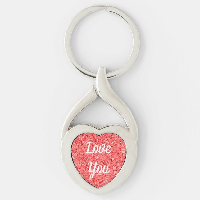 Porte-clés Love You Heart Gemstone Personnalisé (Devant)