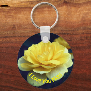Porte-clés Love You Maman Fleur Rose Jaune