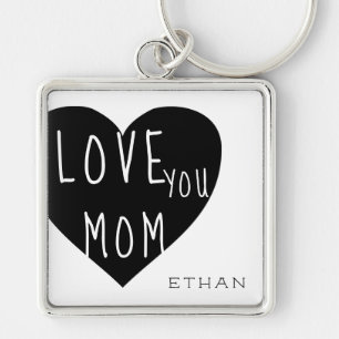 Porte-clés Love You Maman ⎢ Porte - clé du bouton Monogram