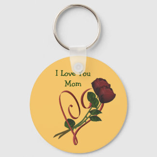 Porte-clés Love You Maman Rouge Roses Coeur Porte - clé
