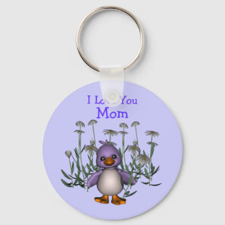 Porte-clés Love You Mom Whimsical Bird Flowers Porte - clé