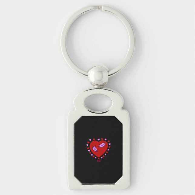 Porte-clés Lovely Heart Kisses Rectangle Porte - clé (Devant)