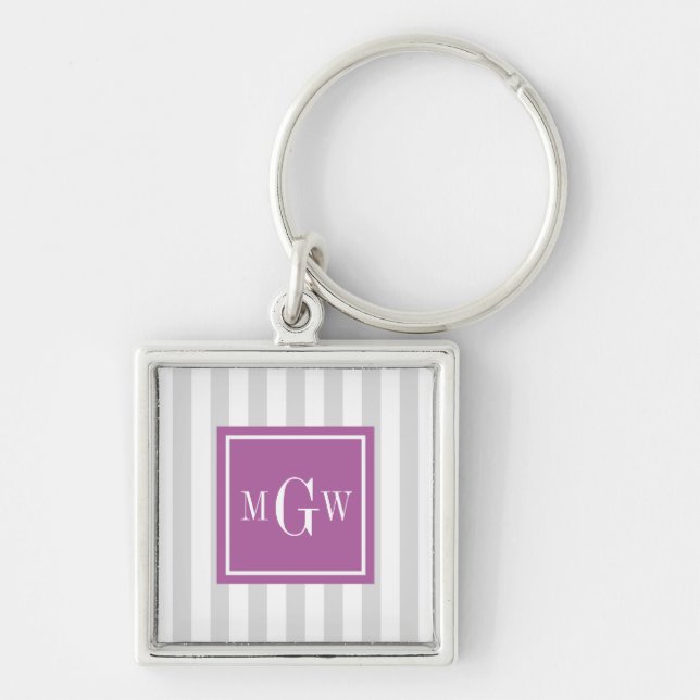 Porte-clés Lt Grey Blanc Gris Grille Carré Orchidée Rad 3 Mon (Devant)
