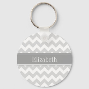 Porte-clés Lt Grey What Chevron Grey Nom Monogramme