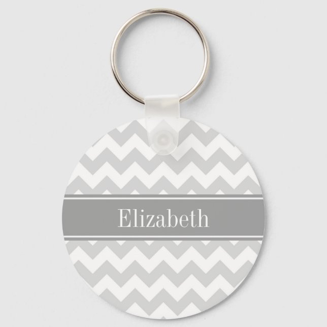 Porte-clés Lt Grey What Chevron Grey Nom Monogramme (Recto)