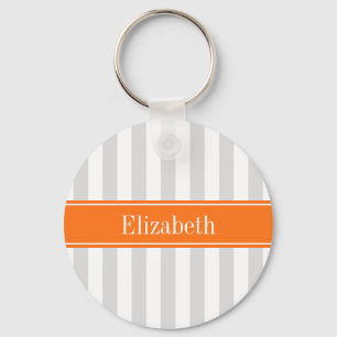 Porte-clés Lt Monogramme Orange Citrouille Rayure Blanche Gri