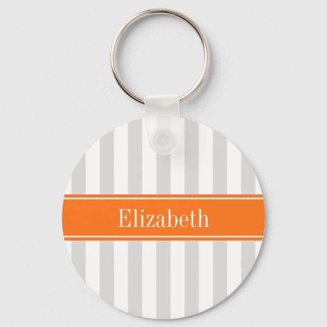 Porte-clés Lt Monogramme Orange Citrouille Rayure Blanche Gri (Recto)