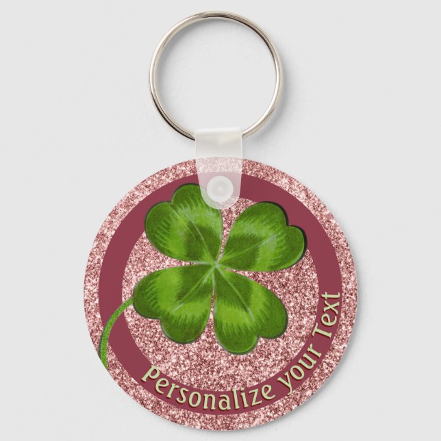 Porte-clés Lucky Charm Clover Girl Personnalisé Bonne chance (Recto)