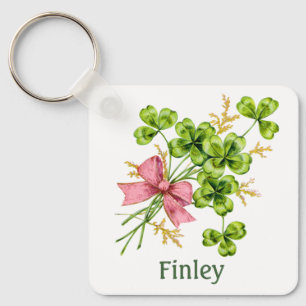 Porte-clés Lucky Charm Clover Vintage Personnalisé Bonne Chan