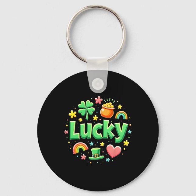 Porte-clés Lucky Charm Patricks Day Pot Of Gold Irish Shamroc (Recto)