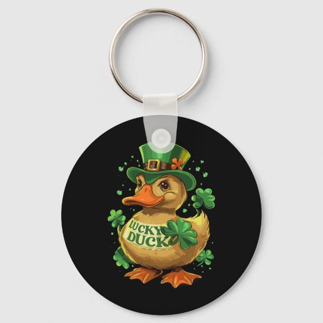 Porte-clés Lucky Duck Shamrock Funny Jour de la Saint Patrick (Recto)