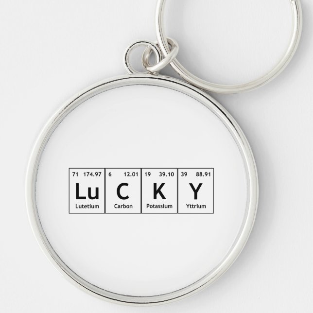 Porte-clés LuCKY, élément de table périodique Symbole de chim (Devant)