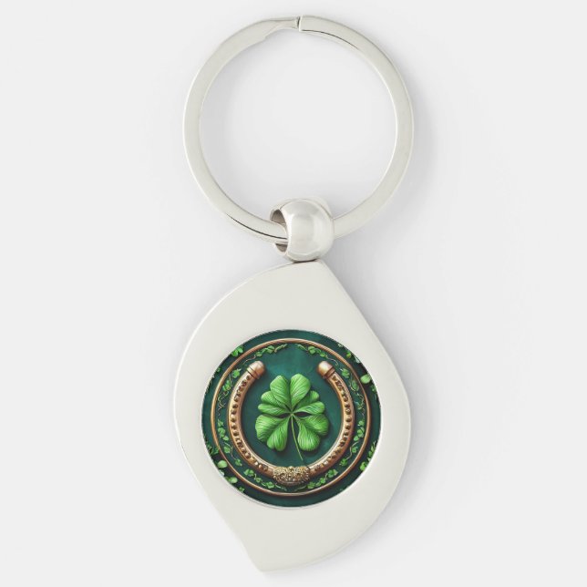 Porte-clés Lucky Horseshoe et Clover Design (Devant)