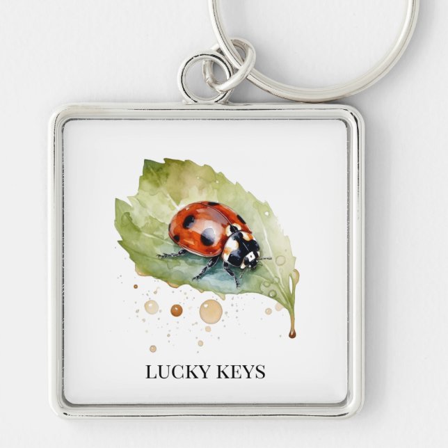 Porte-clés Lucky Ladybug sur la feuille (Devant)