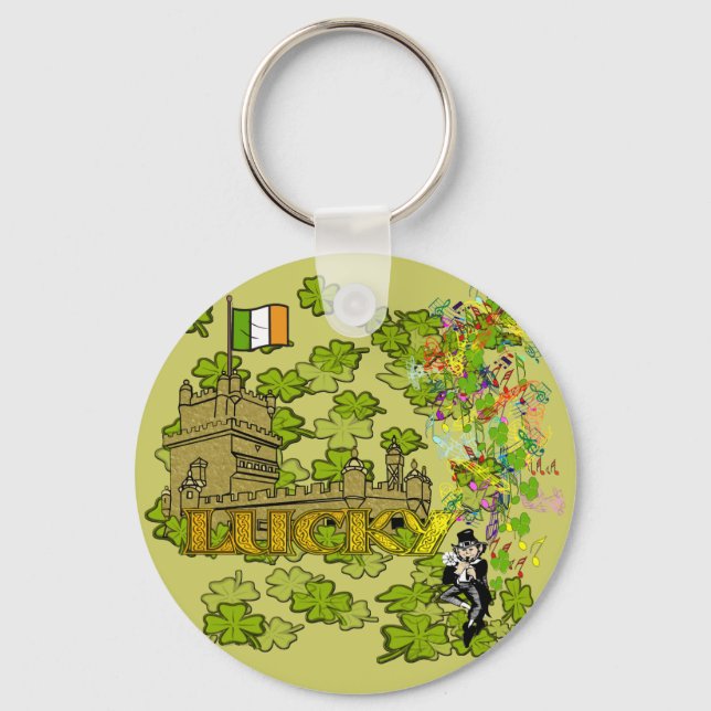 Porte-clés Lucky Leprechaun et son château irlandais (Recto)