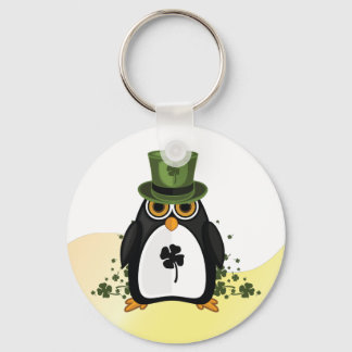 Porte-clés Lucky Penguin Trèfle à Quatre Feuilles Saint-Patri
