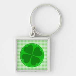 Porte-clés Lucky Shamrock Green À damiers