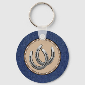 Porte-clés Lucky Silver Horseshoes Western style