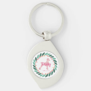 Porte-clés ludo en rose pastel pour Noël avec nom