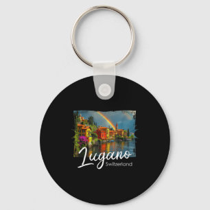 Porte-clés Lugano Vintage Suisse T-Shirt Alpes Randonnée Lac