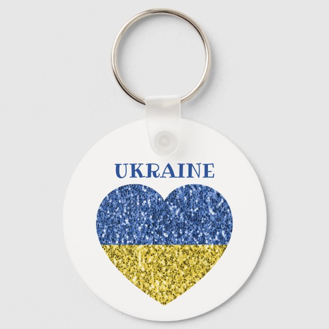 Porte-clés L'Ukraine drapeau parties scintillant faux pétille (Recto)
