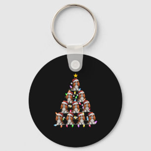 Porte-clés lumière d'arbre de Noël santa cavalier king charle