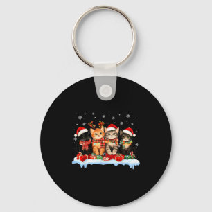 Porte-clés Lumière de Noël de chat Renne Santa Noël Chat L