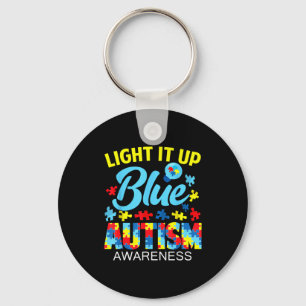 Porte-clés Lumière de sensibilisation à l'autisme bleu puzzle