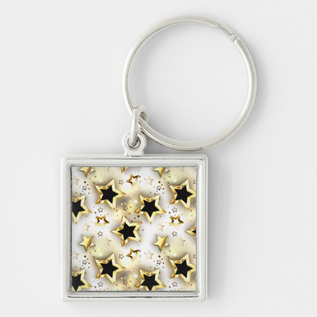 Porte-clés Lumière transparente avec étoiles or (Devant)