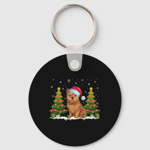 Porte-clés Lumières de Noël Bruxelles Griffon Chien Santa Hat