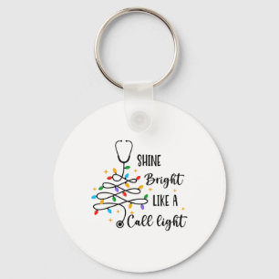 Porte-clés Lumières de Noël d'infirmière brillent comme un ap