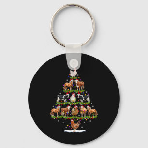 Porte-clés Lumières de sapin de Noël animal poulet vache chèv
