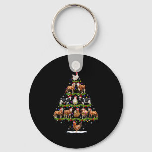 Porte-clés Lumières de sapin de Noël d'animaux Poulet Vache C