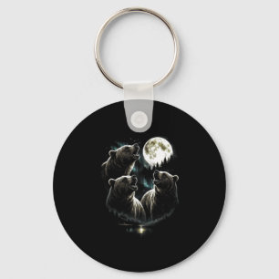 Porte-clés Lune aurore ours hurlant 3 style vintage rétro