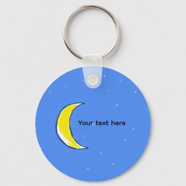 Porte-clés Lune – Conception de texte personnalisé lunaire mi (Recto)