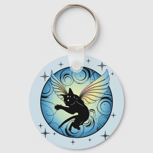 Porte-clés Lune de chat cosmique (Recto)